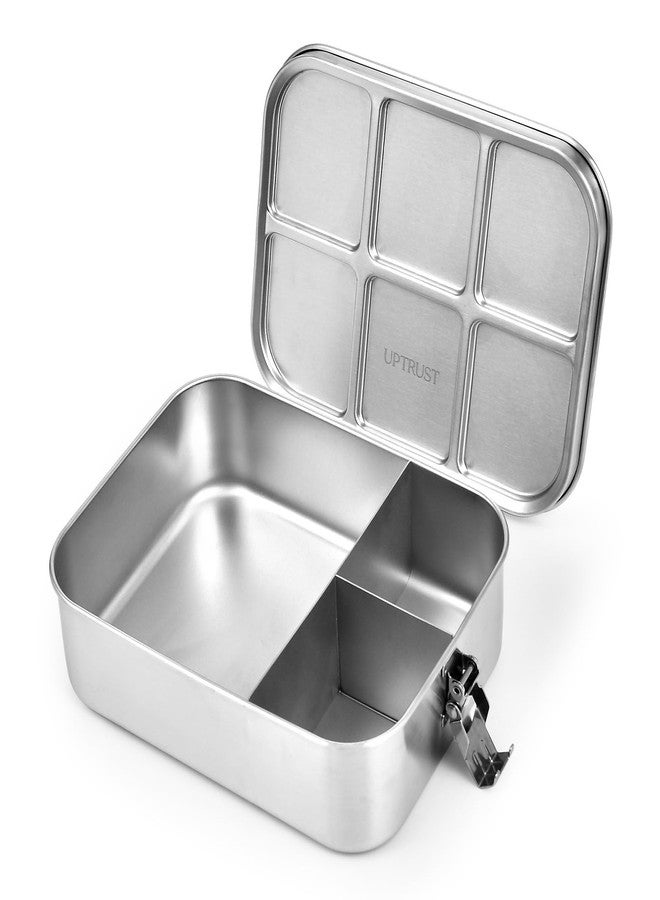 UPTRUST Stainless Steel Bento Lunch Box, 3-Compartment Large 1400ML Metal Bento Box for Kids or Adults, Container with Lockable Clips to Leak Proof - Image 1